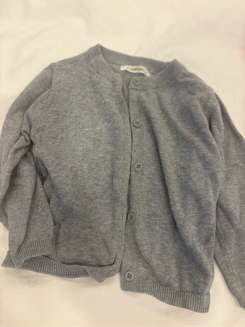 Light Gray Kids Button-Front Sweater Cardigan